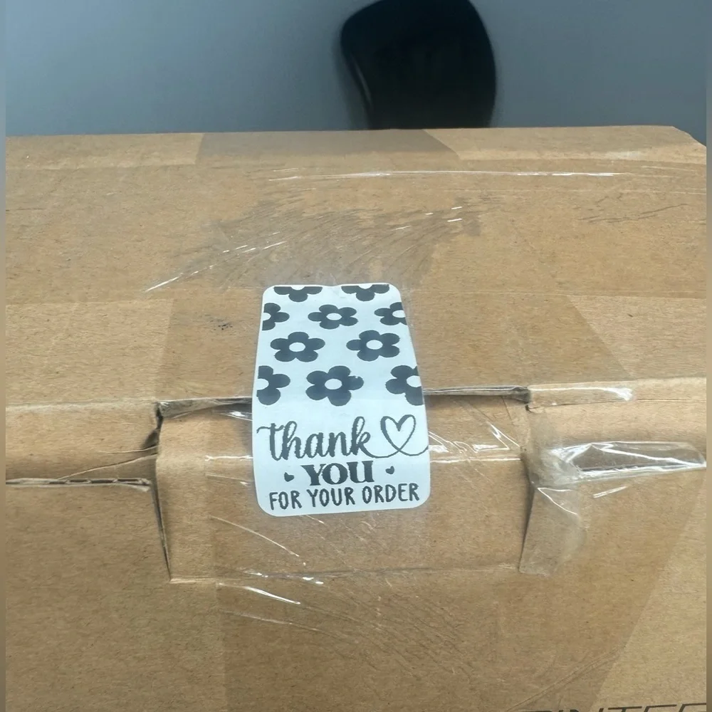 100 Floral Soft Edge Rectangle Thank You Stickers | thank you for your order